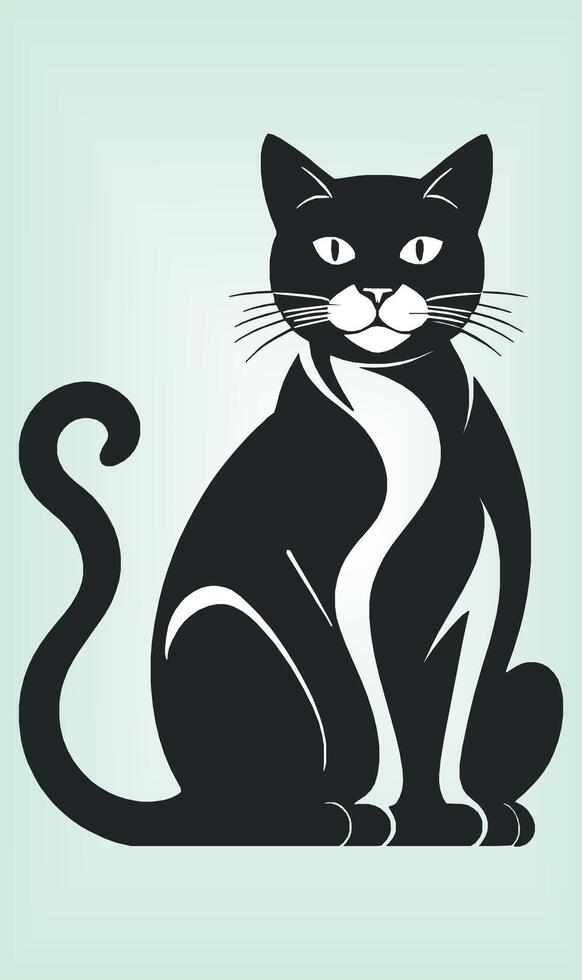 Cat Silhouette International Cat Day. vector
