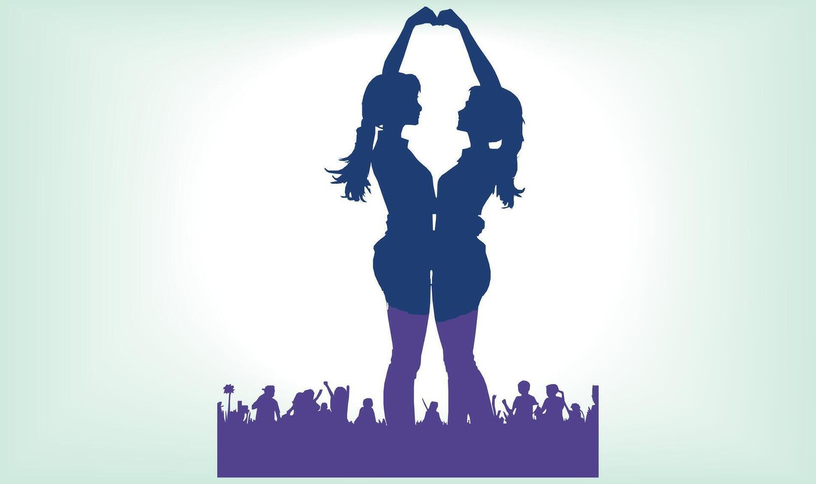 Happy friendship day silhouettes image. vector