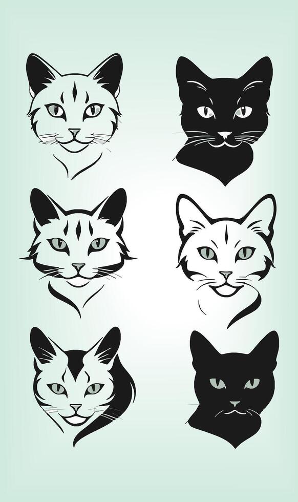 Cat Silhouette International Cat Day. vector