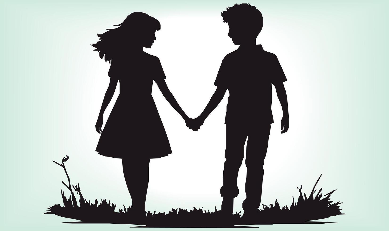 Happy friendship day silhouettes image. vector