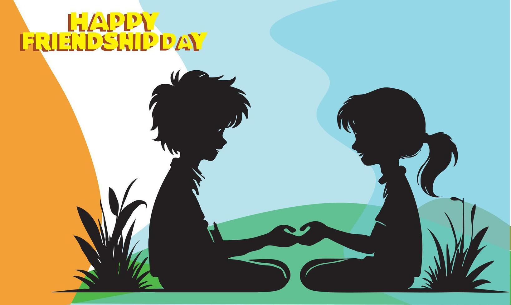 Happy friendship day silhouettes image. vector