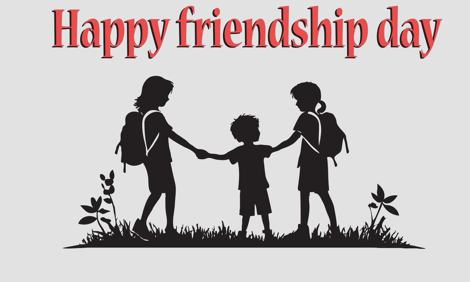 Happy friendship day silhouettes image. vector