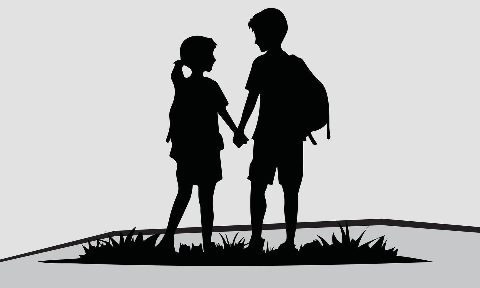 Happy friendship day silhouettes image. vector
