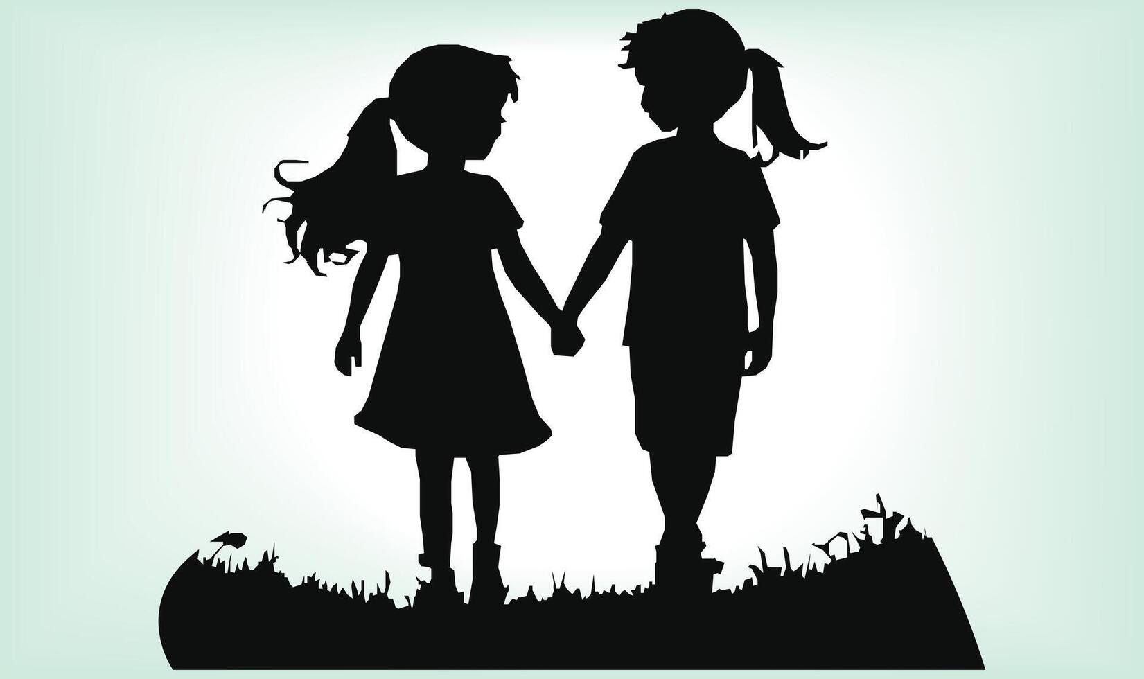 Happy friendship day silhouettes image. vector