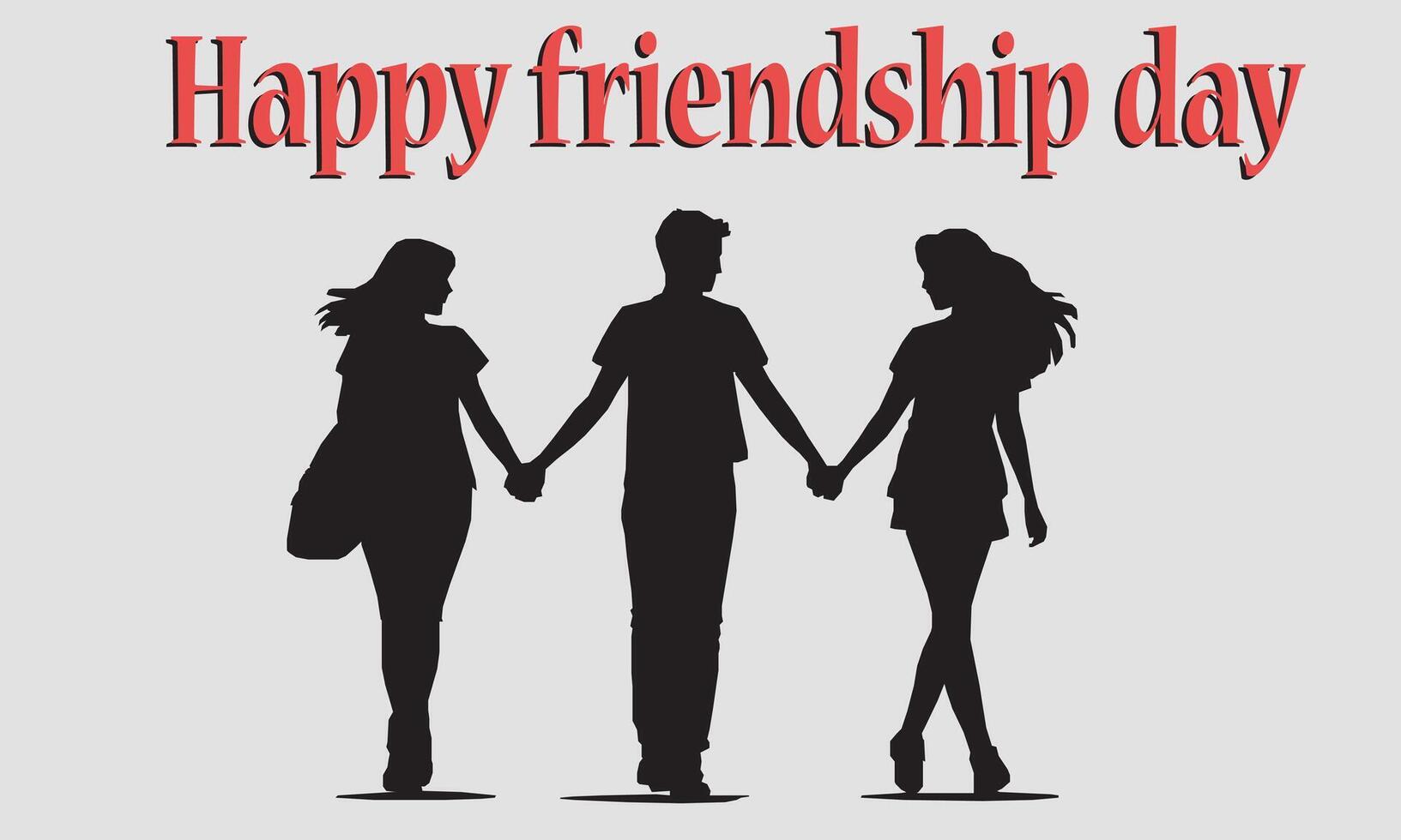 Happy friendship day silhouettes image. vector