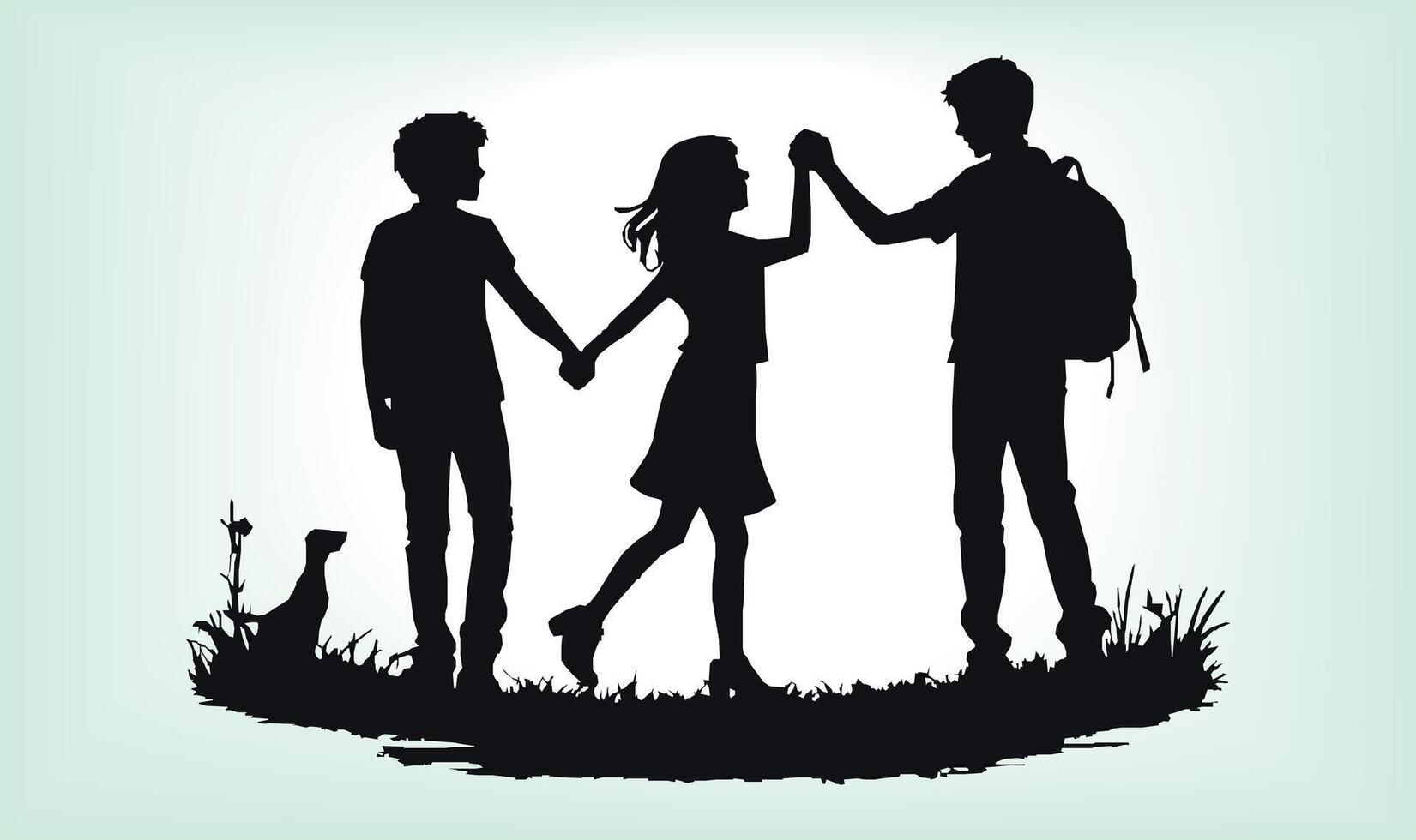 Happy friendship day silhouettes image. vector