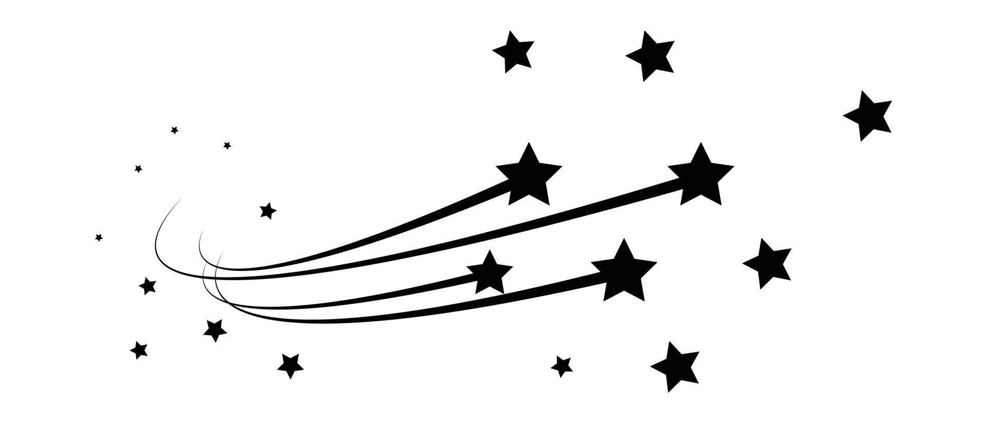 Abstract Shooting stars. shooting stars, falling black star with a powerful trail star on a white background Meteoroid, comet, speed line, motion vortex, asteroid, speed motion line. vector