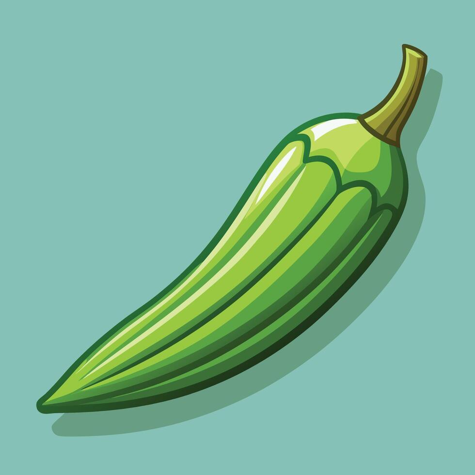 Okra Vegetable Illustration for Coloring Pages for Kids vector
