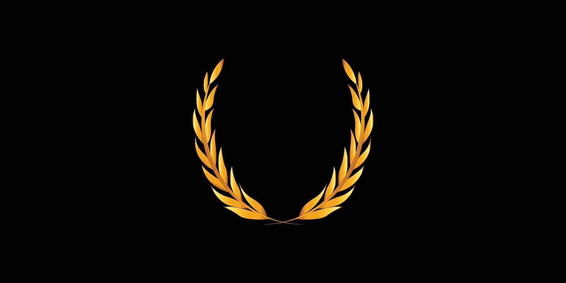 Golden Laurel Wreath Illustration isolated on a black background vector