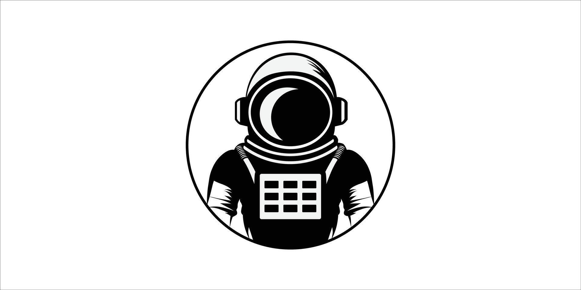 Retro space explorer icon silhouette style in black and white vector