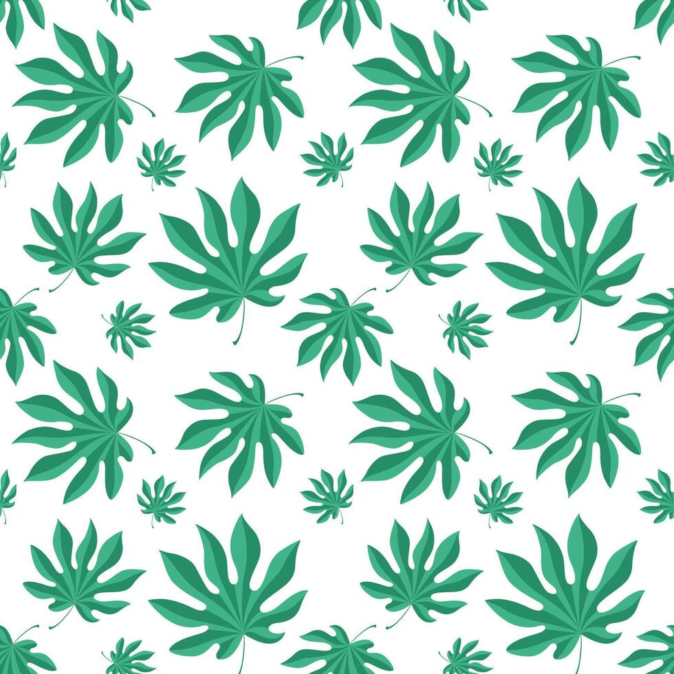 seamless pattern with green leaves vector