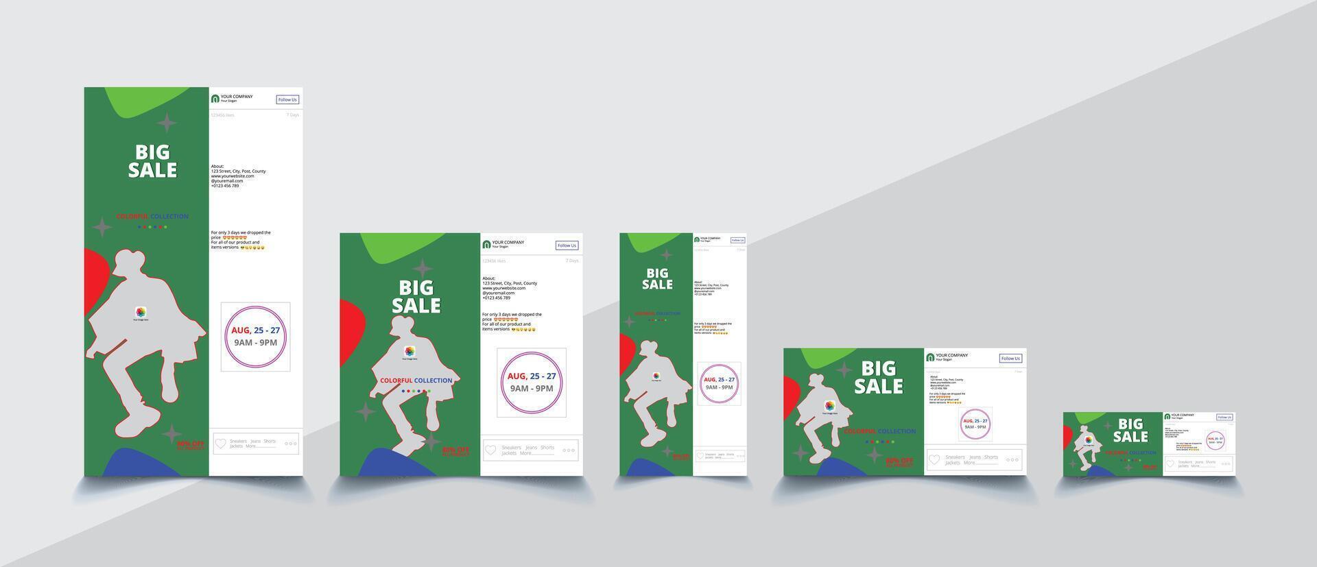 Set of editable modern minimal social media posts and web ads template vector