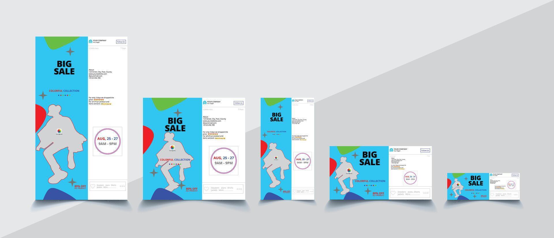 Set of editable modern minimal social media posts and web ads template vector
