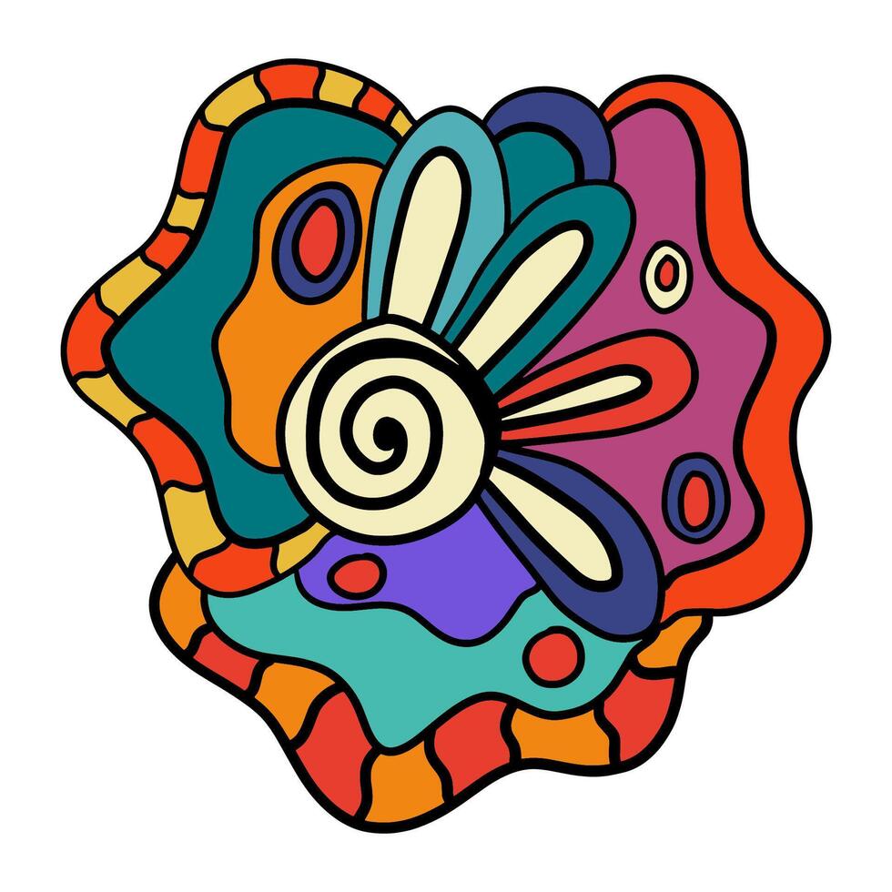 Creative fantasy doodle abstraction for coloring book, crazy surrealistic card isolated on white. vector