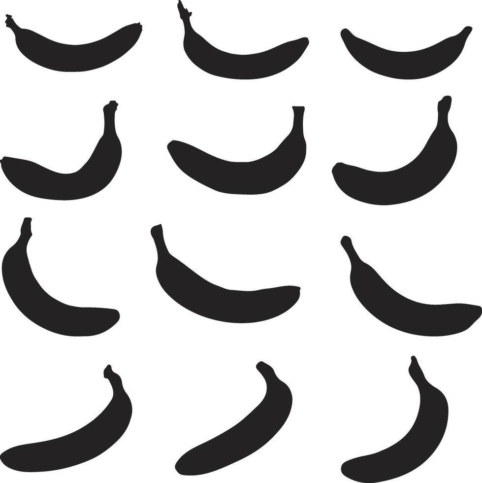a set of black silhouettes of bananas vector