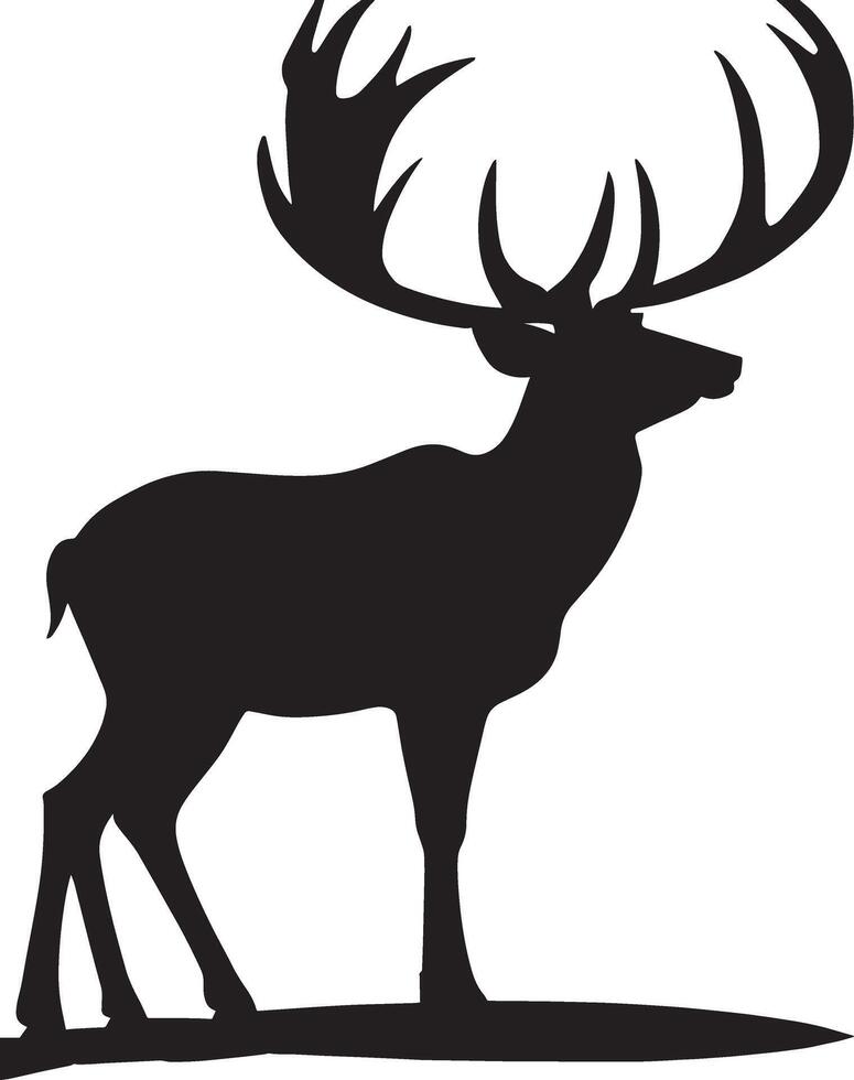 silhouette of a deer with antlers in the woods vector