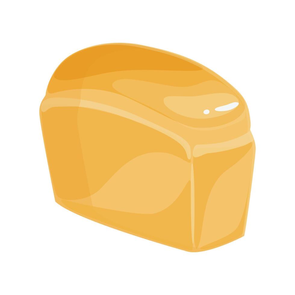 Loaf of wheat bread made with yeat dough in flat cartoon style. Bakery product. Isolated food illustration for poster, banner, card, advertising vector