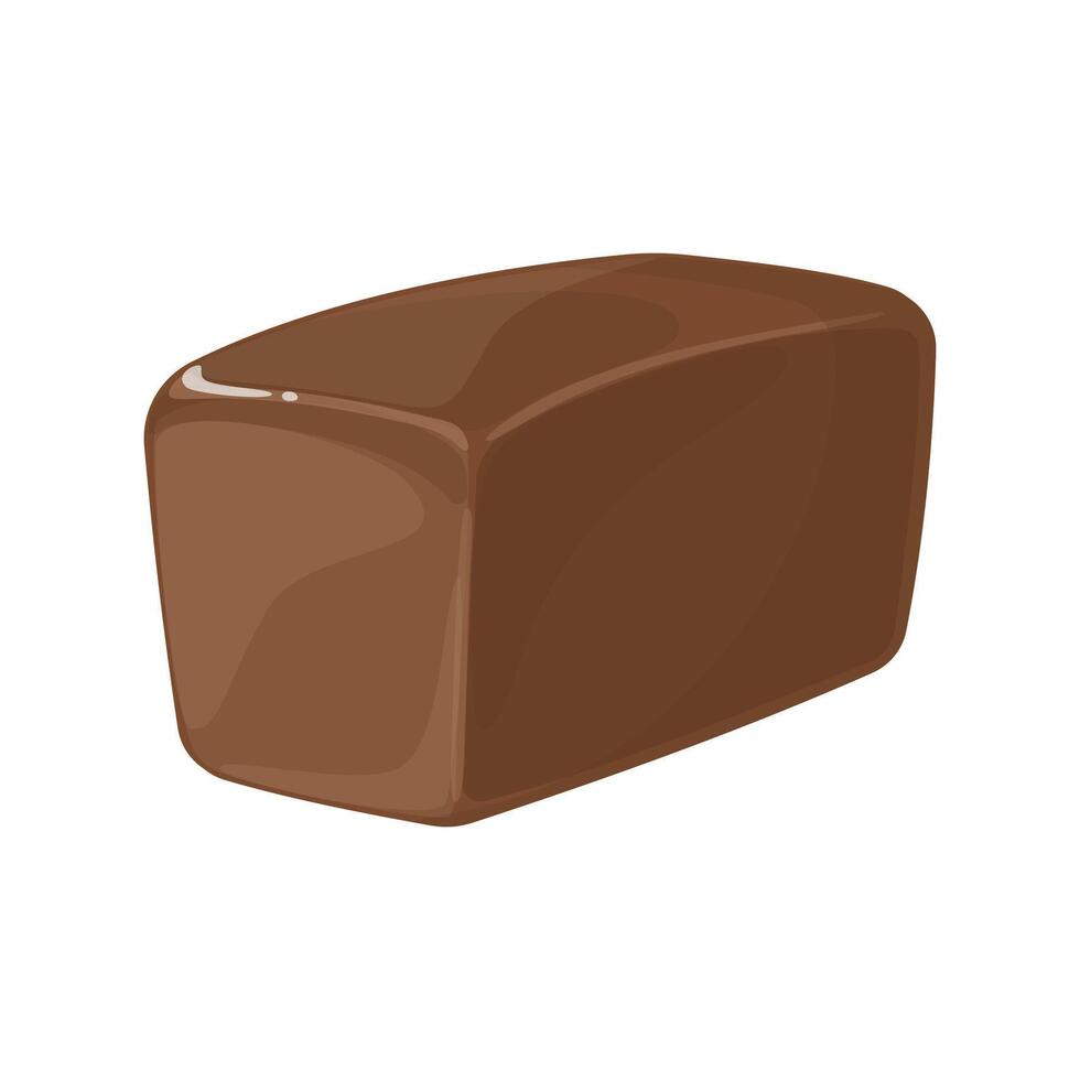 Loaf of whole grain, rye bread, homemade, baked of yeast dough. Food illustration in flat cartoon style, isolated for bakery poster, banner, card, advertising vector