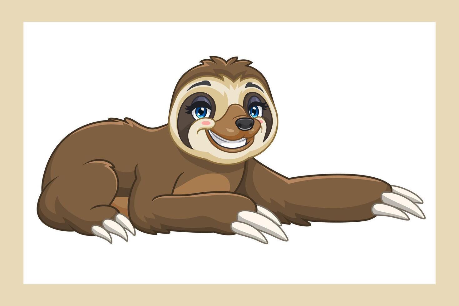 cartoon little sloth walking on white background vector
