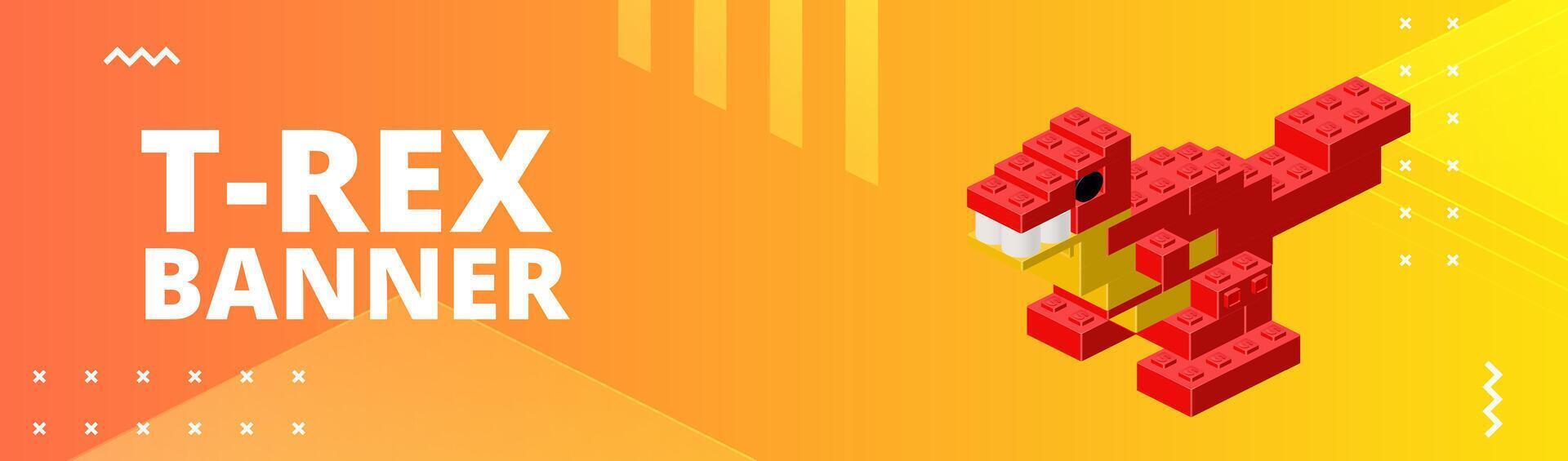 Horizontal banner with tyrannosaurus. vector