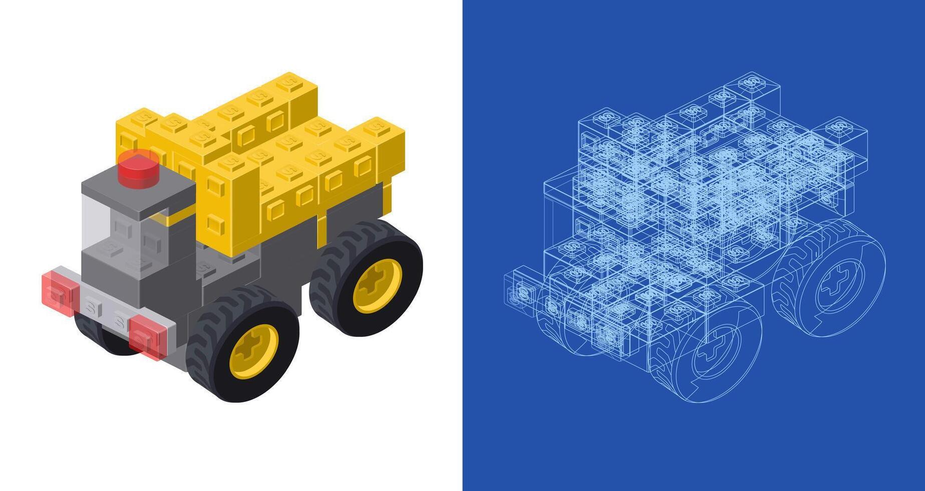 Dump truck project for printing and design. vector