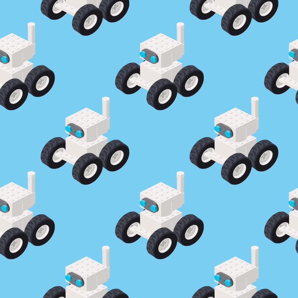 Pattern of a white robot in isometry. vector