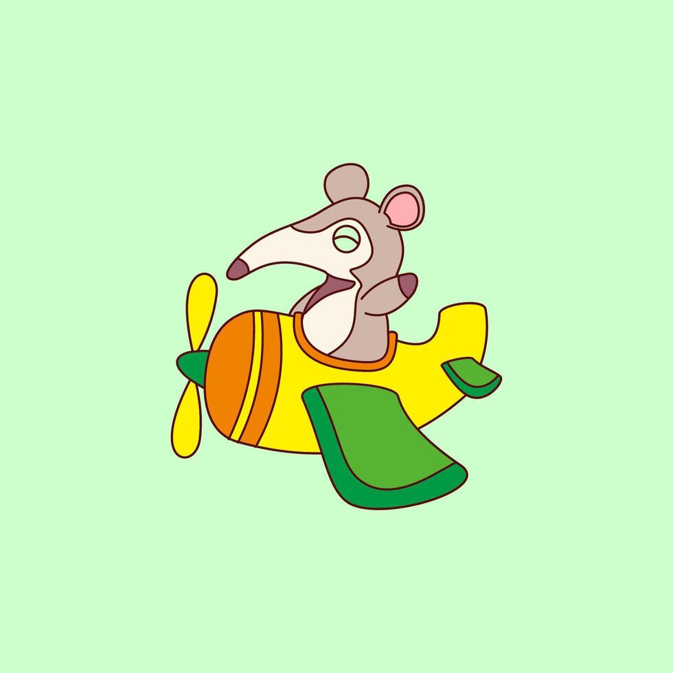 of cute anteaters boarding a plane vector