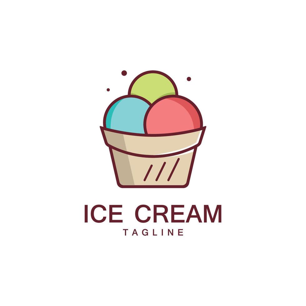 Ice Cream Illustration Logo Template with Simple Concept. vector
