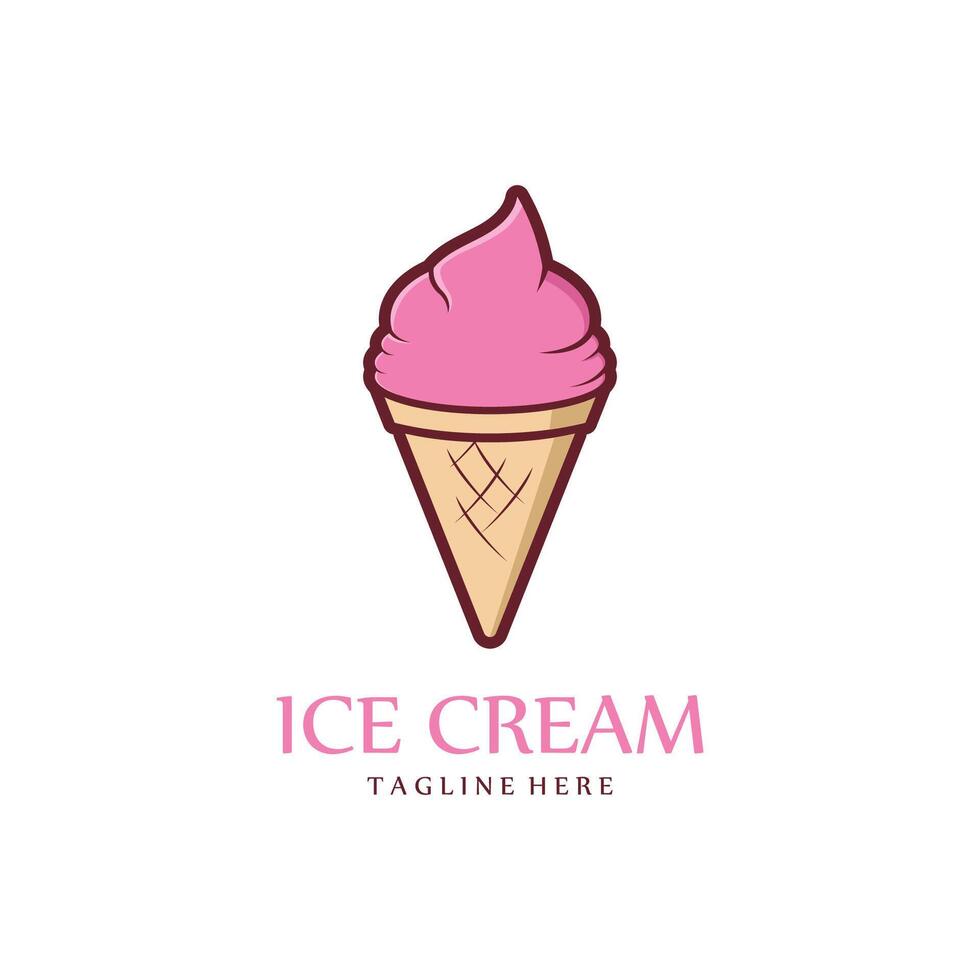 Ice Cream Illustration Logo Template with Simple Concept. vector
