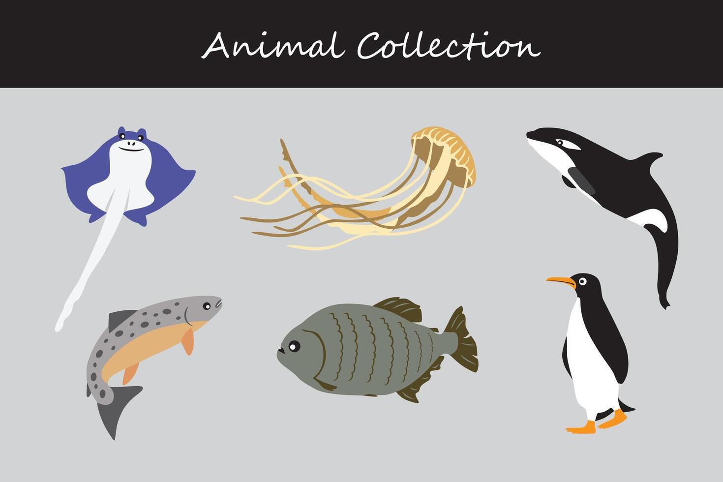 Animals collection. Flat style illustration. vector
