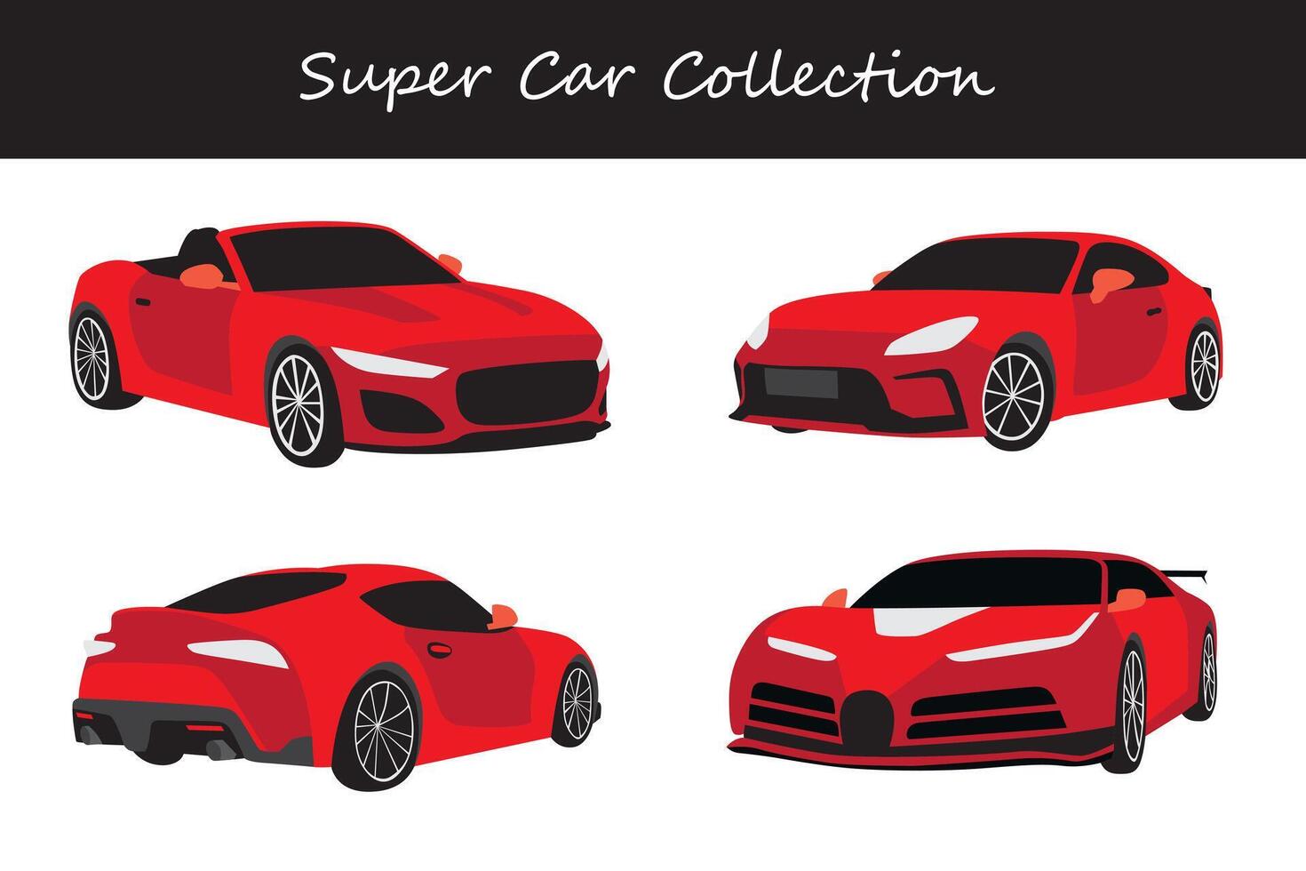 super car collection. super car in different poses vector