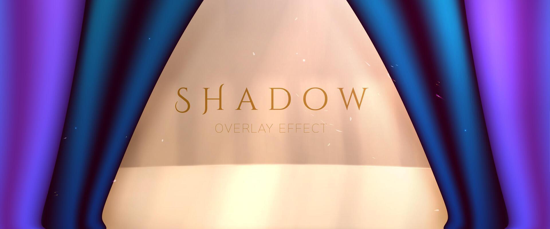 Shadow overlay effect. Award scene with luxury curtains of blue color vector