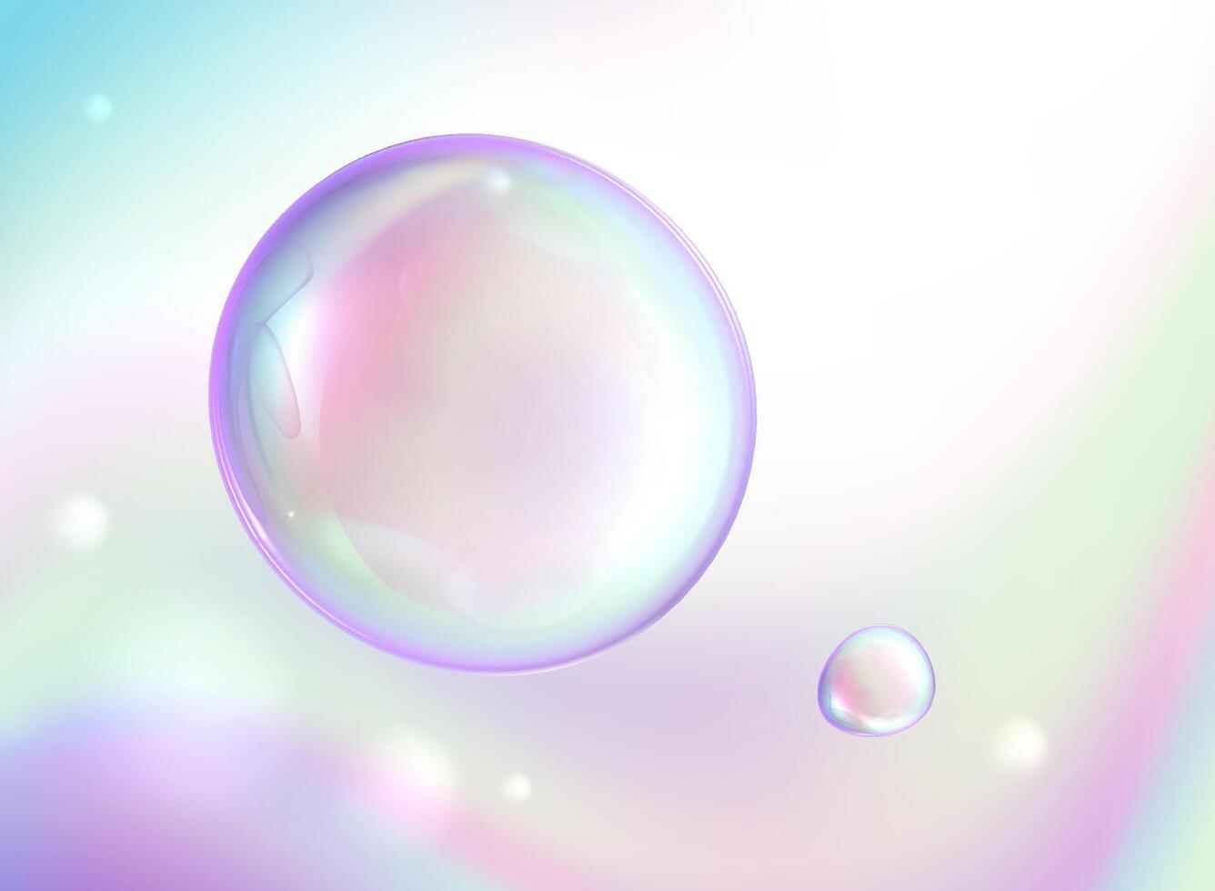 Holo 3d bubbles. Set of realistic soap bubbles. Colorful flying soap bubbles. vector