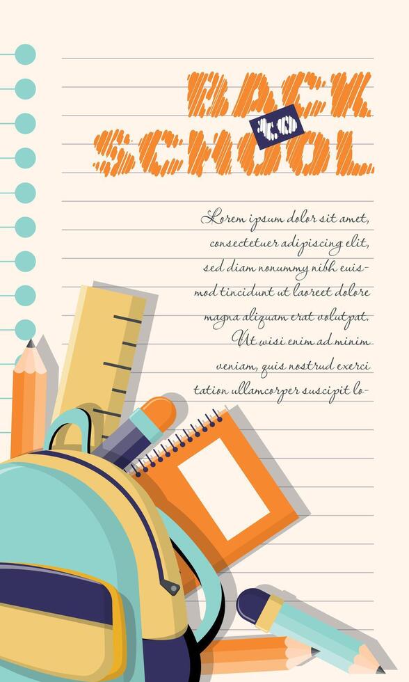 Back to School template with school stationery vector