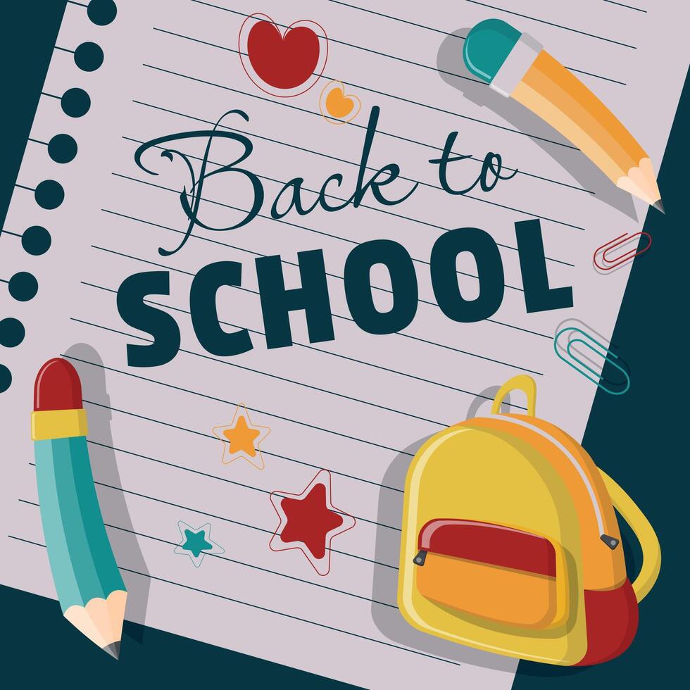 Back to School poster with school elements vector