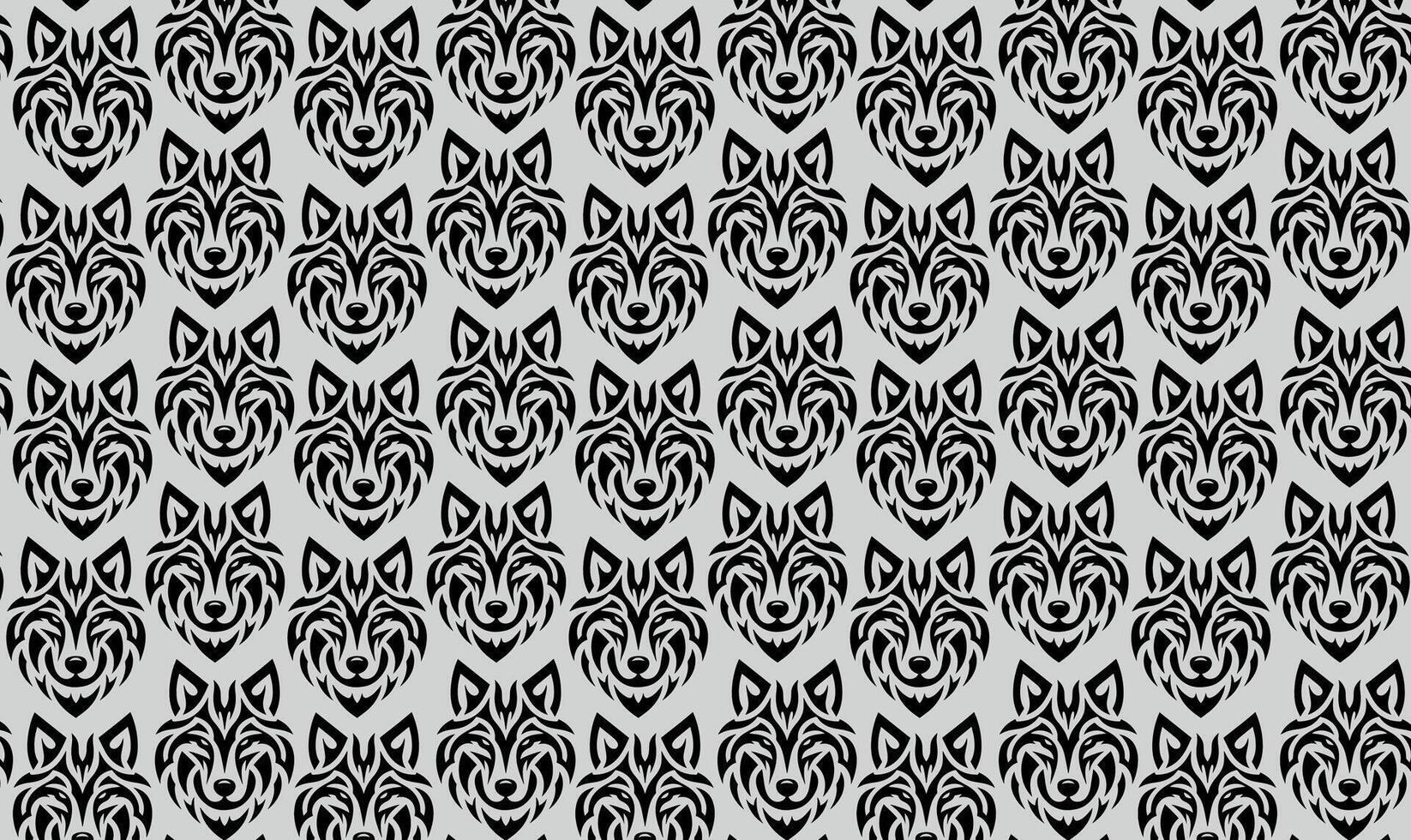 Wolf black and white illustration, for logos, backgrounds and textures pattern vector
