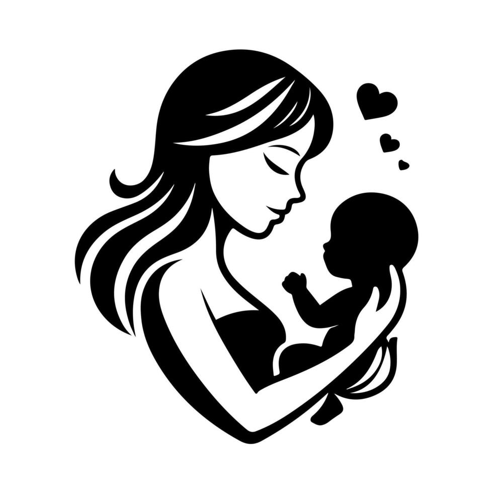 Untitled-Mom and Baby logo symbol. Mom and kids logo silhouette illustration vector