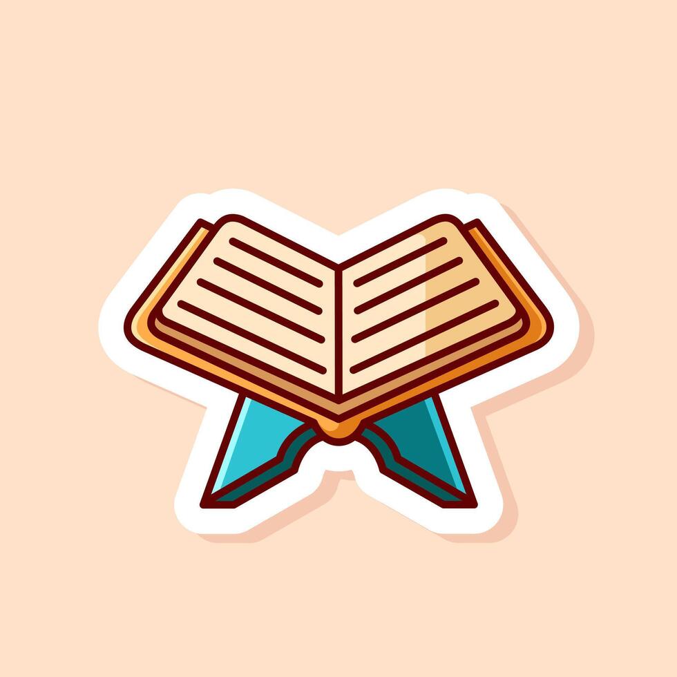 Cute Blue Al-Qur'an Book Icon. with cartoon design style isolated. Suitable to Use for Ramadhan, Eid mubarak, or Islamic Event. vector