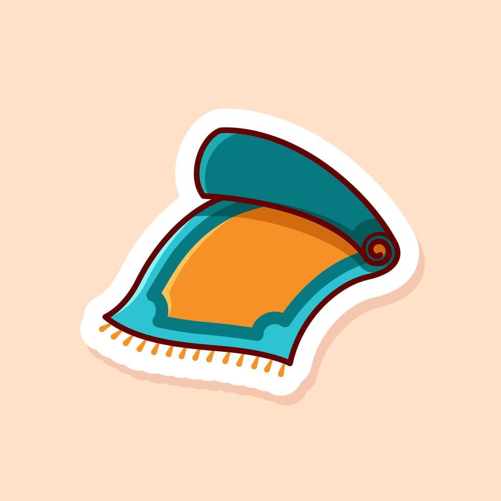 Cute Blue Sajadah Moslem Prayer Rug Icon. with cartoon design style isolated. Suitable to Use for Ramadhan, Eid mubarak, or Islamic Event. vector