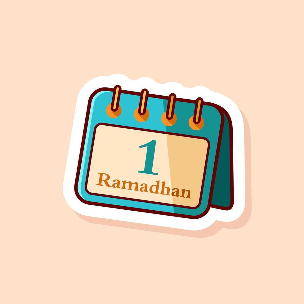 Cute Blue Calendar Icon. with cartoon design style isolated. Suitable to Use for Ramadhan, Eid mubarak, or Islamic Event. vector