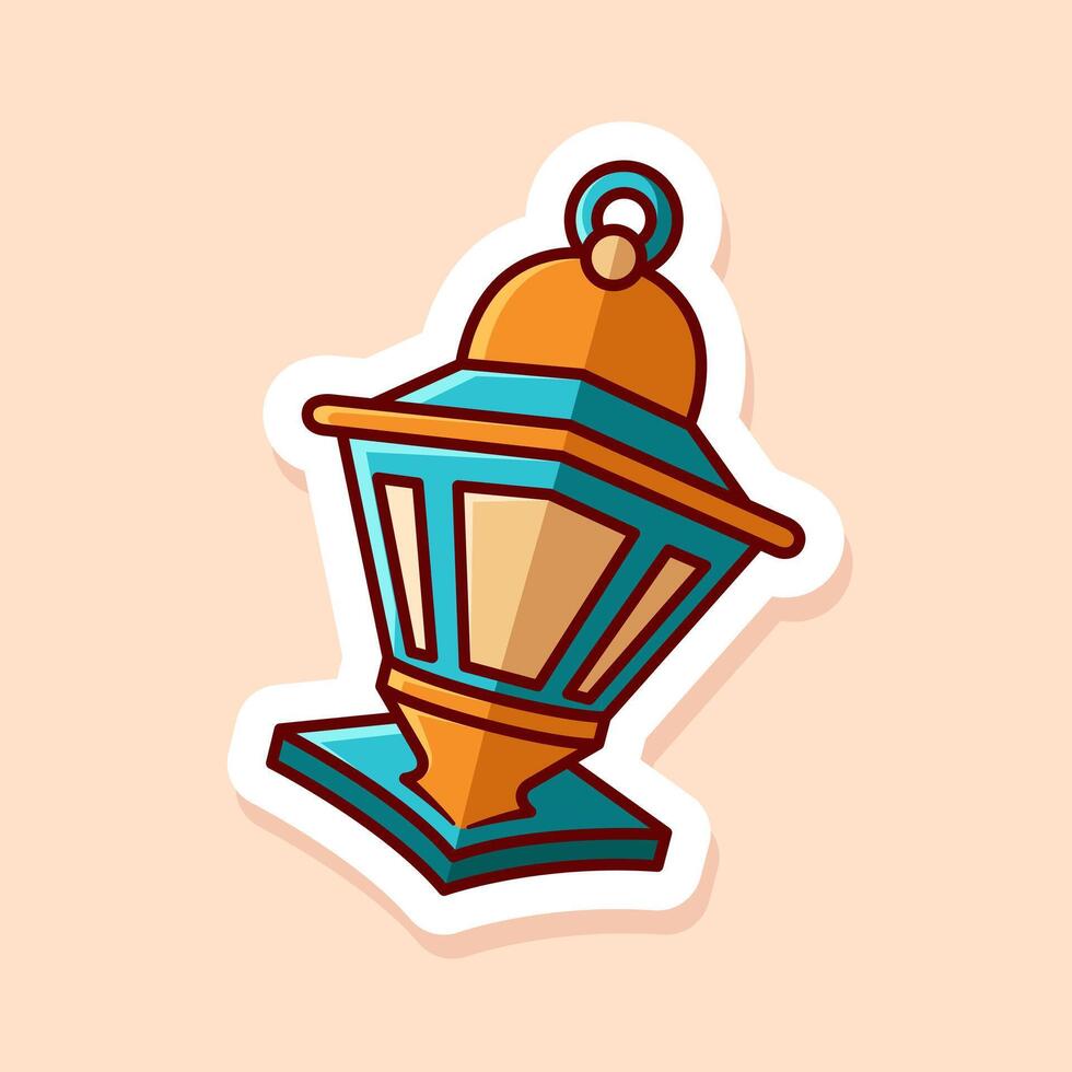 Cute Blue Lantern Icon. with cartoon design style isolated. Suitable to Use for Ramadhan, Eid mubarak, or Islamic Event. vector
