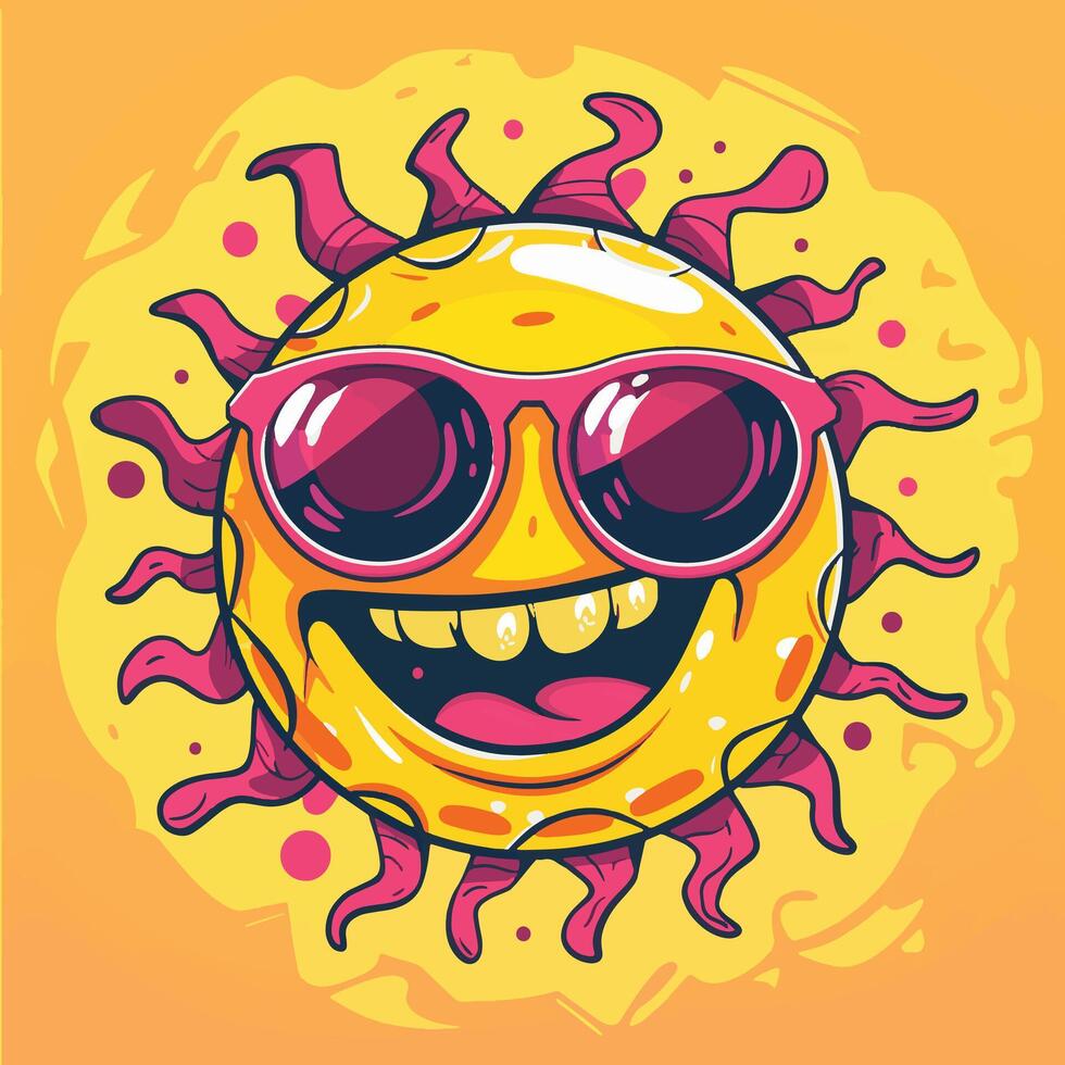 Happy Sun Creature Cute and Funny Design vector
