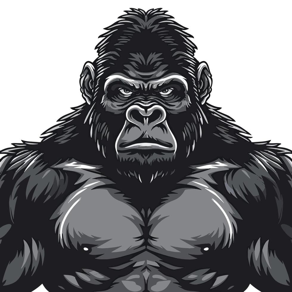 Mighty Gorilla Mascot Flat Design on White vector