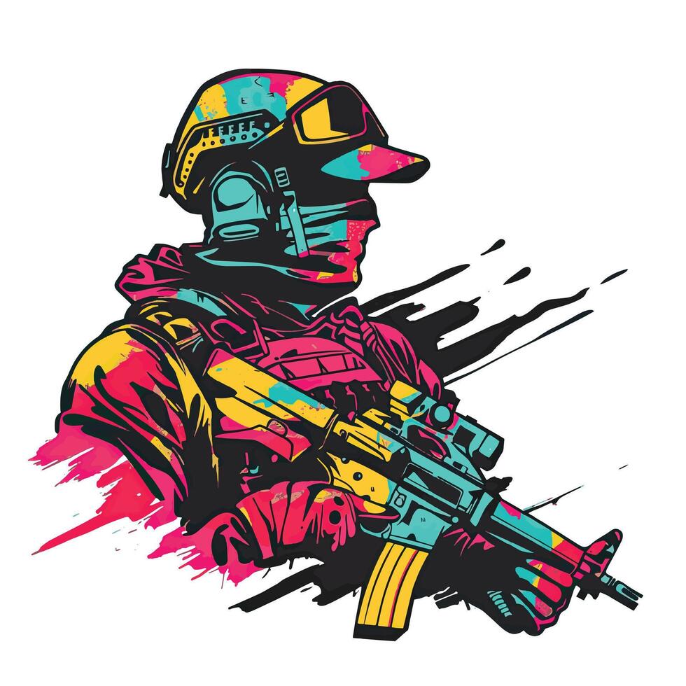 Minimalist Soldier Squad Vibrant vector