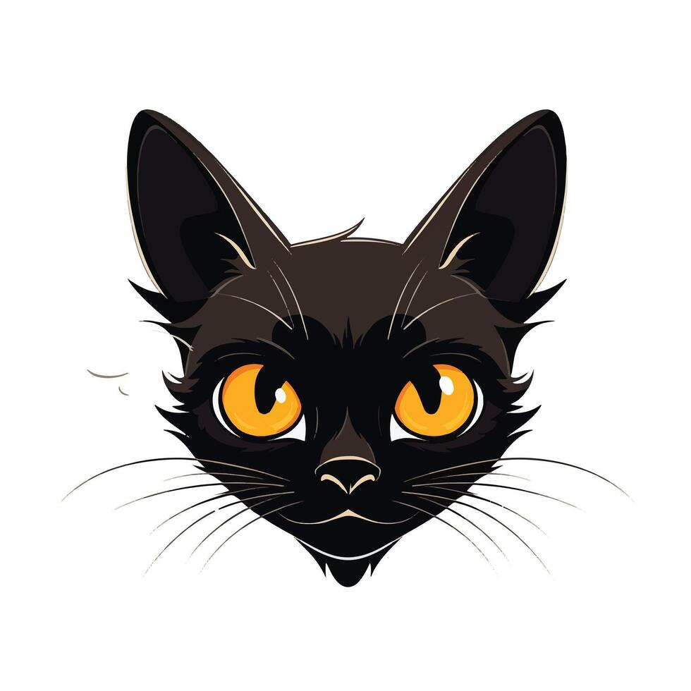 Shadowy Silhouette Minimalist Head Black Cat Illustration.eps vector