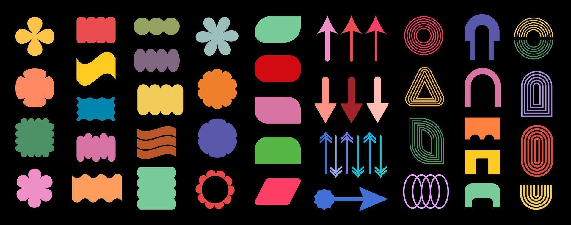 Brutal modern contemporary figure. Abstract geometric shapes and icons. Swiss design aesthetic. vector