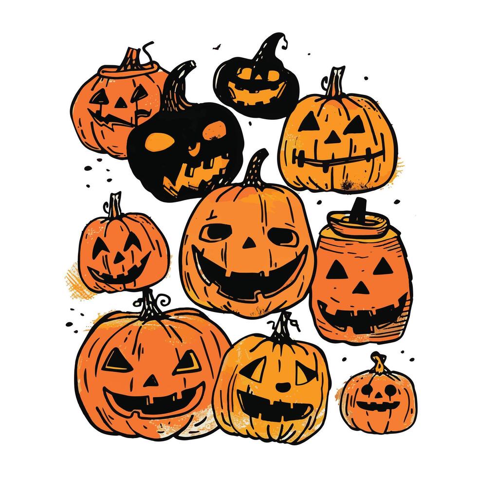 One Line Haunt Spooky Jack o lantern vector