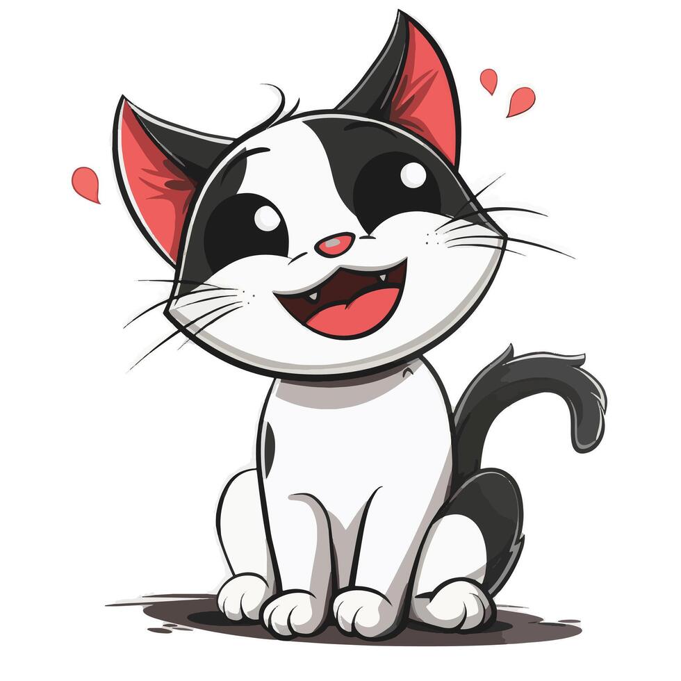 Smiling cartoon cat with a lively expression vector