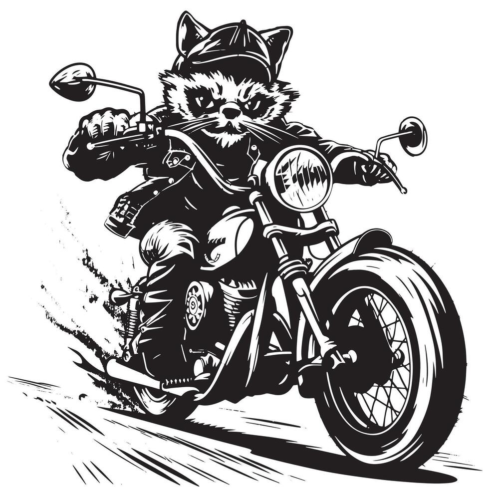 Playful illustration of a cat effortlessly operating a trendy mo vector