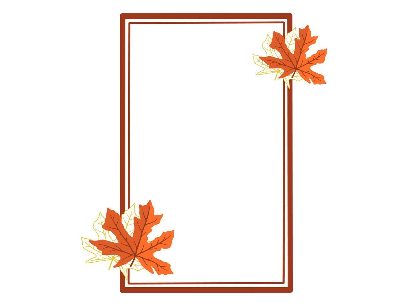 Autumn Leaves Line Art Frame Background vector